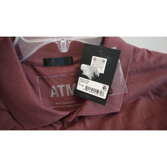 ATM Anthony Thomas Melillo AM4319 GAB Men's Sz Medium Maroon L/S Polo Shirt $115 - Picture 4 of 9